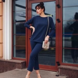 Royal Blue Chiffon Shirt & Trouser Set