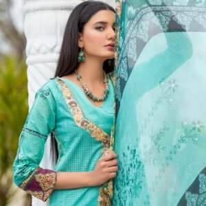 Turquoise Organza Angrakha Style