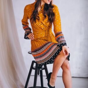 Mustard Yellow Net with Embroidery Gharara Set